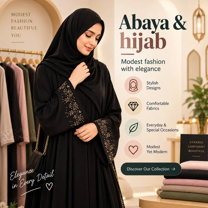 Abaya and hijab with custom stitching — silaaimarkaz