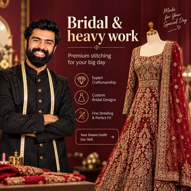Bridal and heavy work lehenga with custom stitching — silaaimarkaz