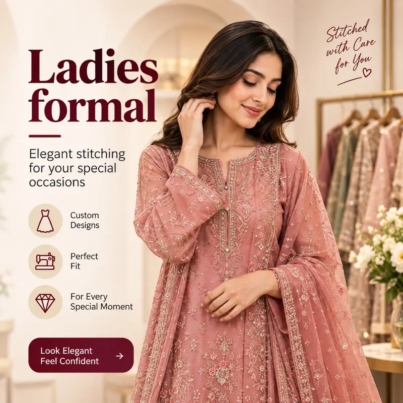Ladies formal kameez with custom stitching — silaaimarkaz