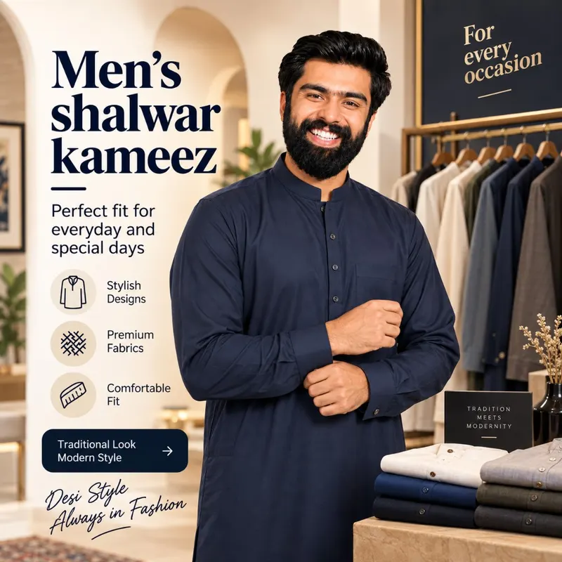 Men's shalwar kameez with custom stitching — silaaimarkaz